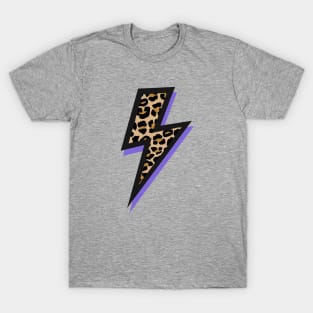 Leopard Print Spots and Purple Lightning Bolts T-Shirt